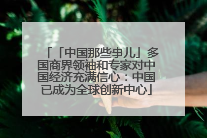 「中国那些事儿」多国商界领袖和专家对中国经济充满信心：中国已成为全球创新中心