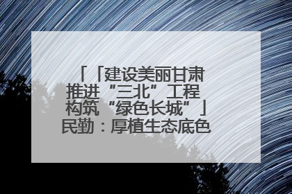 「建设美丽甘肃 推进“三北”工程 构筑“绿色长城”」民勤：厚植生态底色 筑牢绿色屏障