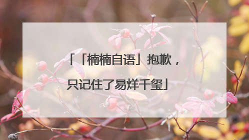 「楠楠自语」抱歉，只记住了易烊千玺