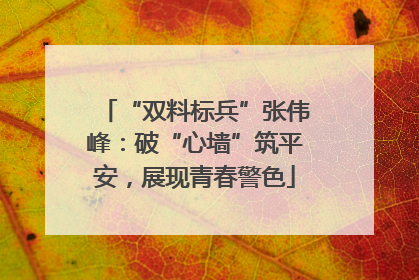 “双料标兵”张伟峰：破“心墙”筑平安，展现青春警色