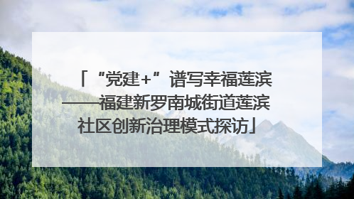 “党建+”谱写幸福莲滨——福建新罗南城街道莲滨社区创新治理模式探访