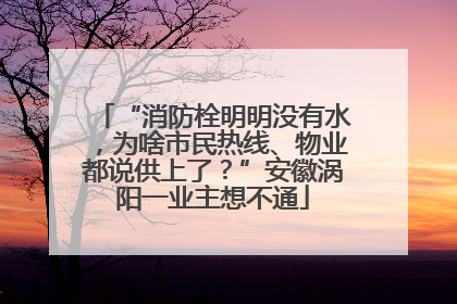 “消防栓明明没有水，为啥市民热线、物业都说供上了？”安徽涡阳一业主想不通