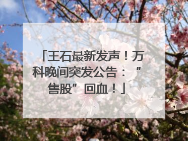王石最新发声！万科晚间突发公告：“售股”回血！