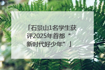 石景山1名学生获评2025年首都“新时代好少年”