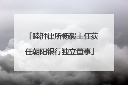 睦湃律所杨毅主任获任朝阳银行独立董事