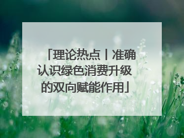 理论热点丨准确认识绿色消费升级的双向赋能作用