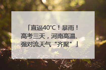 直逼40℃！暴雨！高考三天，河南高温、强对流天气“齐聚”
