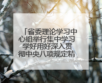 省委理论学习中心组举行集中学习 学好用好深入贯彻中央八项规定精神成效经验 示范带头持续推动全省学习教育走深走实