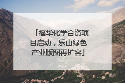 福华化学合资项目启动，乐山绿色产业版图再扩容