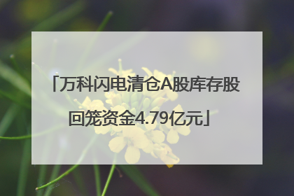万科闪电清仓A股库存股 回笼资金4.79亿元
