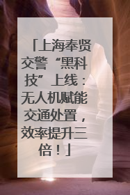 上海奉贤交警“黑科技”上线：无人机赋能交通处置，效率提升三倍！