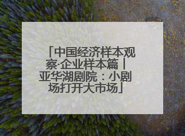 中国经济样本观察·企业样本篇︱亚华湖剧院：小剧场打开大市场