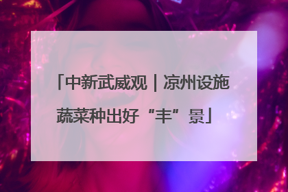 中新武威观｜凉州设施蔬菜种出好“丰”景