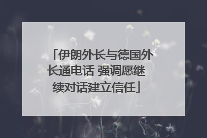 伊朗外长与德国外长通电话 强调愿继续对话建立信任