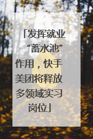 发挥就业“蓄水池”作用，快手美团将释放多领域实习岗位