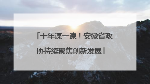 十年谋一谏！安徽省政协持续聚焦创新发展