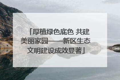 厚植绿色底色 共建美丽家园——新区生态文明建设成效显著