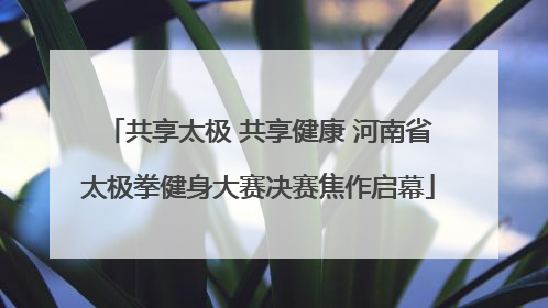 共享太极 共享健康 河南省太极拳健身大赛决赛焦作启幕