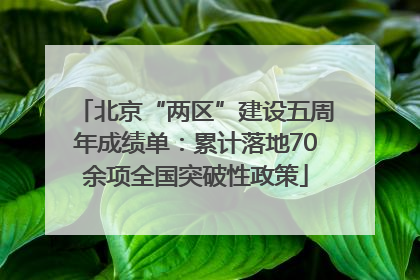 北京“两区”建设五周年成绩单：累计落地70余项全国突破性政策