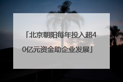 北京朝阳每年投入超40亿元资金助企业发展
