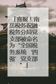 喜报！南岳税务祝融税务分局党支部被命名为“全国税务系统‘四强’党支部”