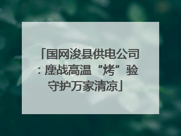 国网浚县供电公司：鏖战高温“烤”验 守护万家清凉