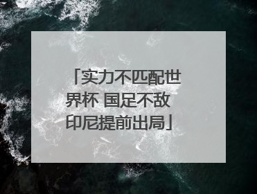 实力不匹配世界杯 国足不敌印尼提前出局