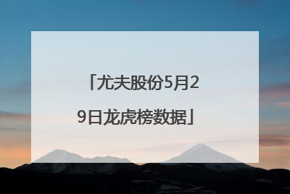 尤夫股份5月29日龙虎榜数据