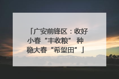 广安前锋区：收好小春“丰收粮” 种稳大春“希望田”