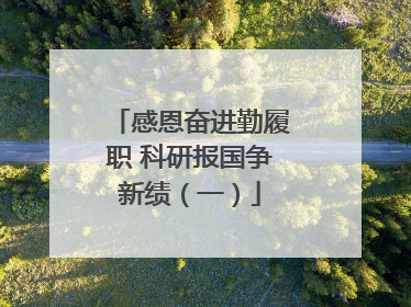 感恩奋进勤履职 科研报国争新绩（一）