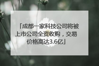 成都一家科技公司将被上市公司全资收购，交易价格高达3.6亿
