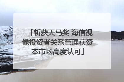 斩获天马奖 海信视像投资者关系管理获资本市场高度认可