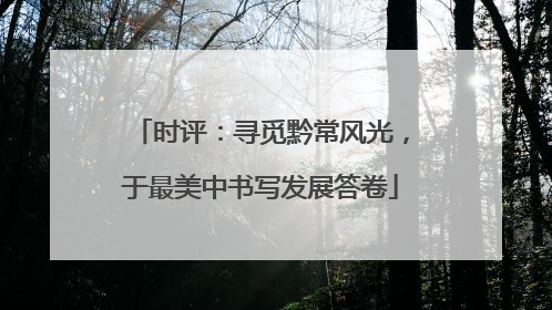 时评：寻觅黔常风光，于最美中书写发展答卷