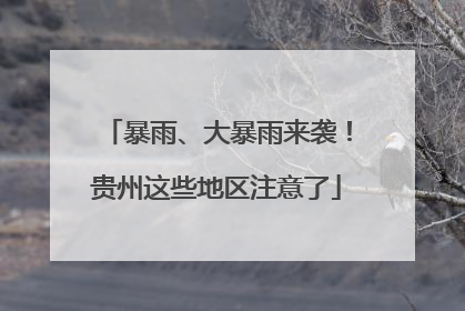暴雨、大暴雨来袭！贵州这些地区注意了