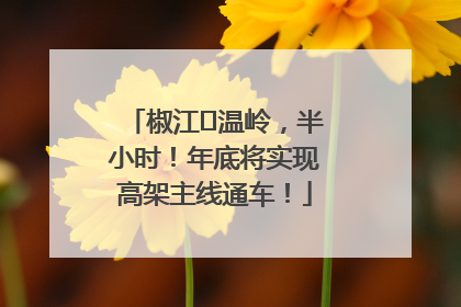 椒江⇌温岭，半小时！年底将实现高架主线通车！