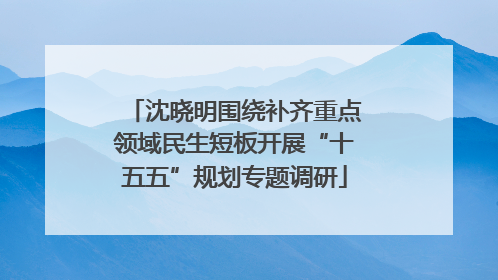 沈晓明围绕补齐重点领域民生短板开展“十五五”规划专题调研