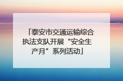 泰安市交通运输综合执法支队开展“安全生产月”系列活动