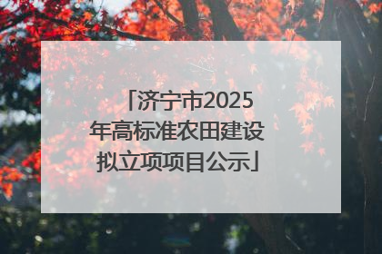 济宁市2025年高标准农田建设拟立项项目公示