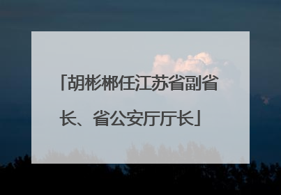 胡彬郴任江苏省副省长、省公安厅厅长
