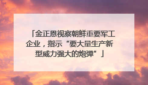 金正恩视察朝鲜重要军工企业，指示“要大量生产新型威力强大的炮弹”