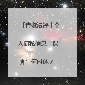 青椒漫评丨个人隐私信息“裸奔”何时休？