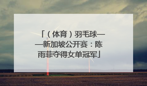 （体育）羽毛球——新加坡公开赛：陈雨菲夺得女单冠军